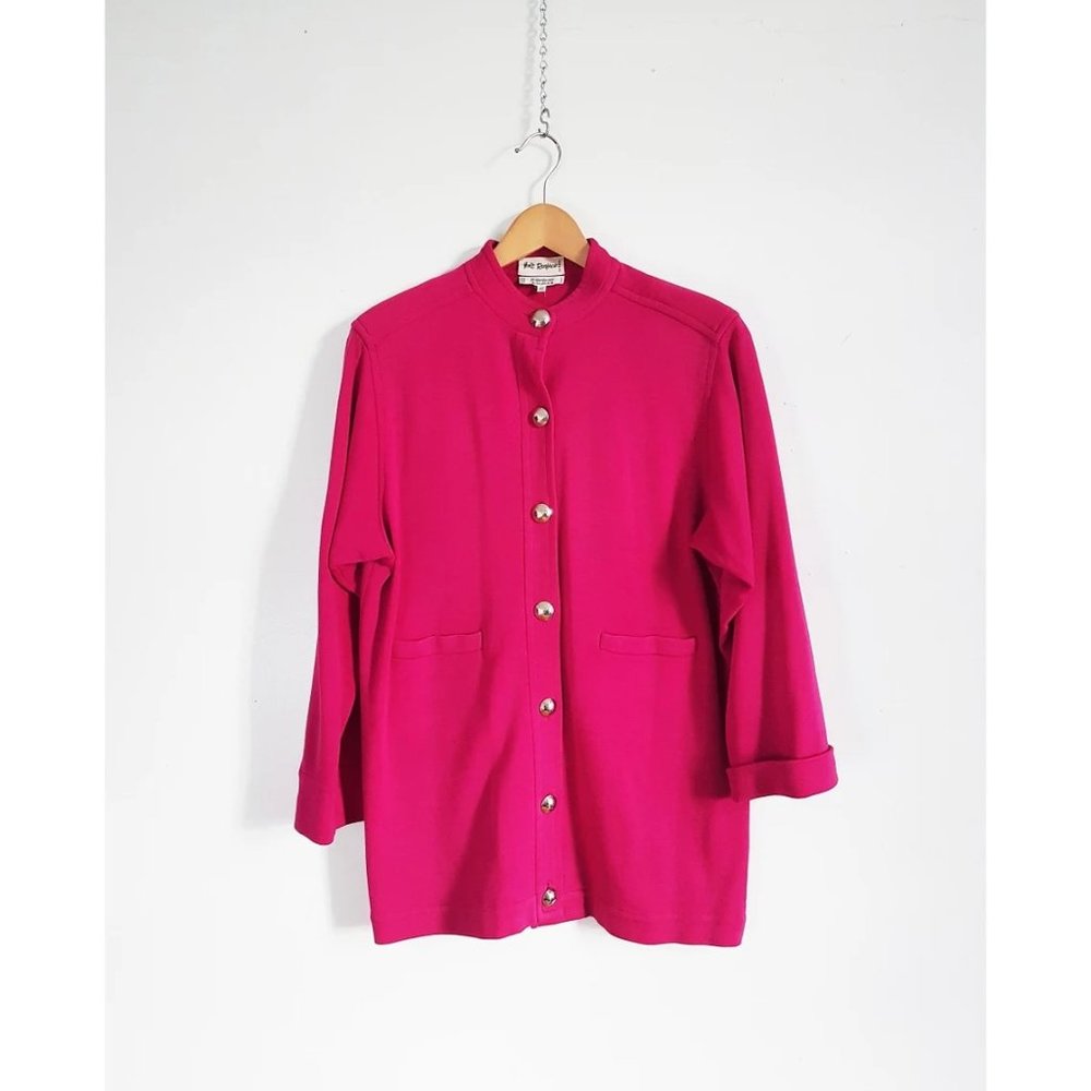 YSL Yves Saint Laurent Rive Gauche Pink Wool Cardigan Sweater Jacket, Size L